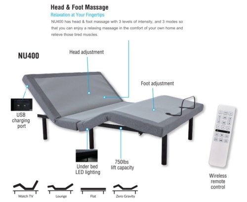 Adjustable Beds Dover S Mattress, Split King Adjustable Bed Frame With Massage